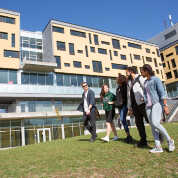 International students walking