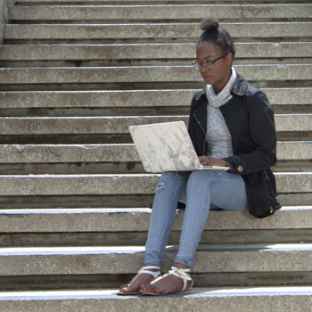 Trent student taking a course online.
